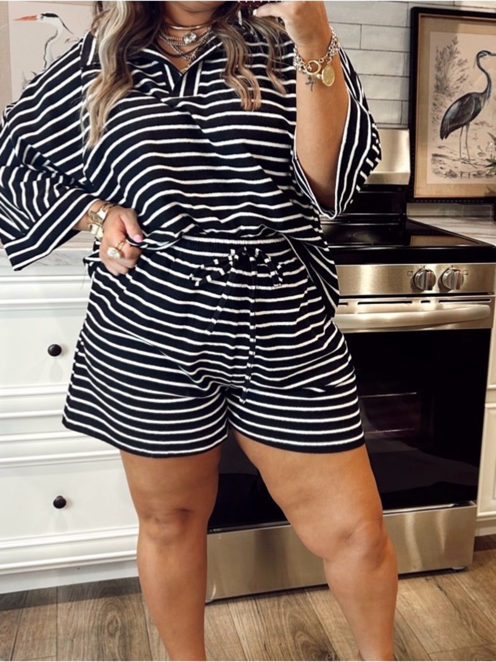 Black & White Striped Women's Lounge Set - Picture 1 of 1